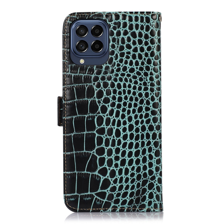 For Samsung Galaxy M53 5G Crocodile Top Layer Cowhide Leather Phone Case(Green) - Galaxy Phone Cases by buy2fix | Online Shopping UK | buy2fix