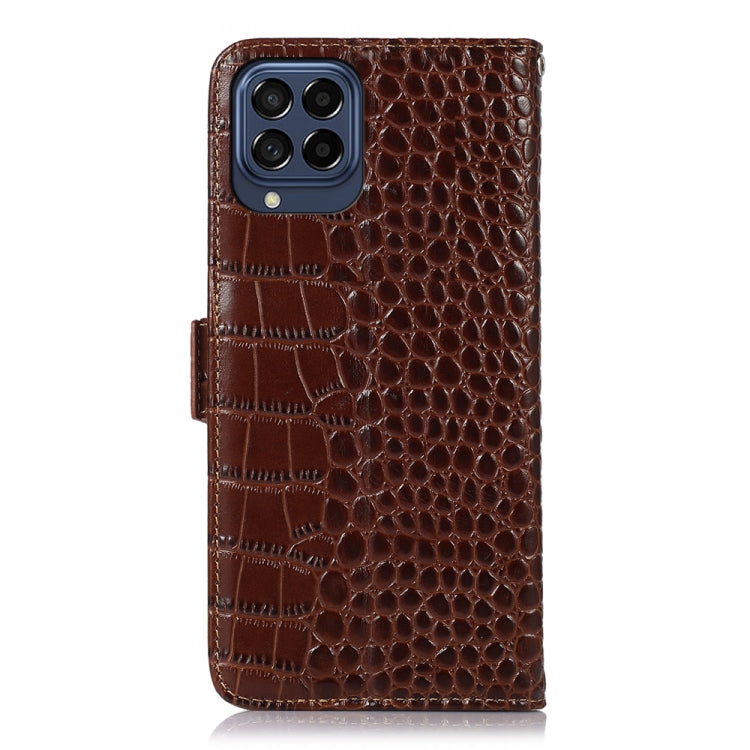 For Samsung Galaxy M53 5G Crocodile Top Layer Cowhide Leather Phone Case(Brown) - Galaxy Phone Cases by buy2fix | Online Shopping UK | buy2fix