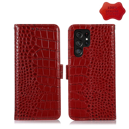 For Samsung Galaxy S22 Ultra 5G Crocodile Top Layer Cowhide Leather Phone Case(Red) - Galaxy S22 Ultra 5G Cases by buy2fix | Online Shopping UK | buy2fix