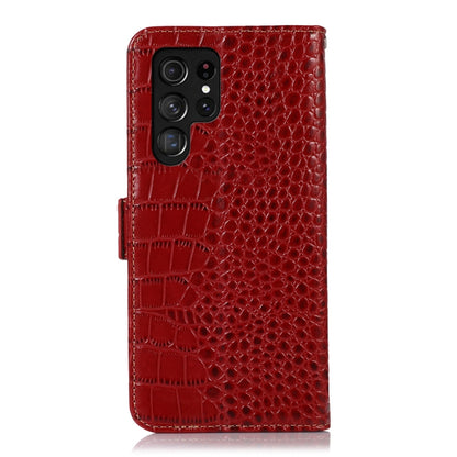 For Samsung Galaxy S22 Ultra 5G Crocodile Top Layer Cowhide Leather Phone Case(Red) - Galaxy S22 Ultra 5G Cases by buy2fix | Online Shopping UK | buy2fix