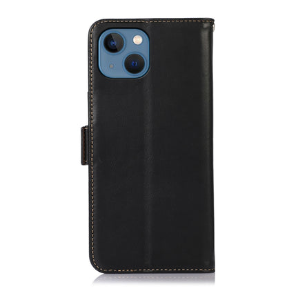 For iPhone 13 Crazy Horse Top Layer Cowhide Leather Phone Case(Black) - iPhone 13 Cases by buy2fix | Online Shopping UK | buy2fix