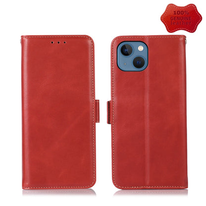 For iPhone 13 Crazy Horse Top Layer Cowhide Leather Phone Case(Red) - iPhone 13 Cases by buy2fix | Online Shopping UK | buy2fix