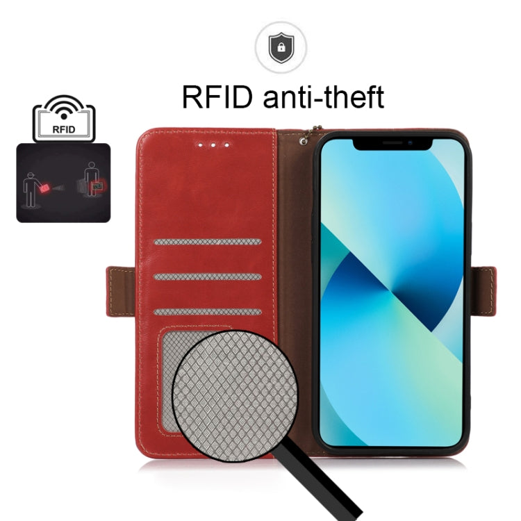 For iPhone 13 Crazy Horse Top Layer Cowhide Leather Phone Case(Red) - iPhone 13 Cases by buy2fix | Online Shopping UK | buy2fix