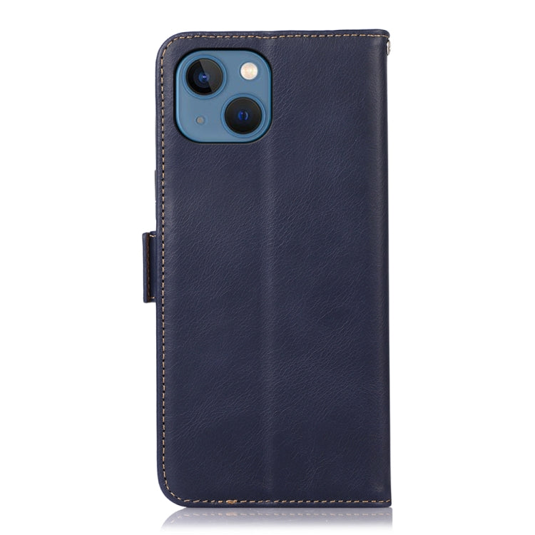 For iPhone 13 Crazy Horse Top Layer Cowhide Leather Phone Case(Blue) - iPhone 13 Cases by buy2fix | Online Shopping UK | buy2fix