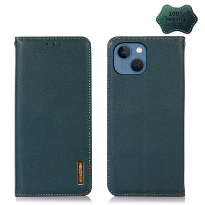 For iPhone 13 KHAZNEH Nappa Top Layer Cowhide Leather Phone Case(Green) - iPhone 13 Cases by buy2fix | Online Shopping UK | buy2fix