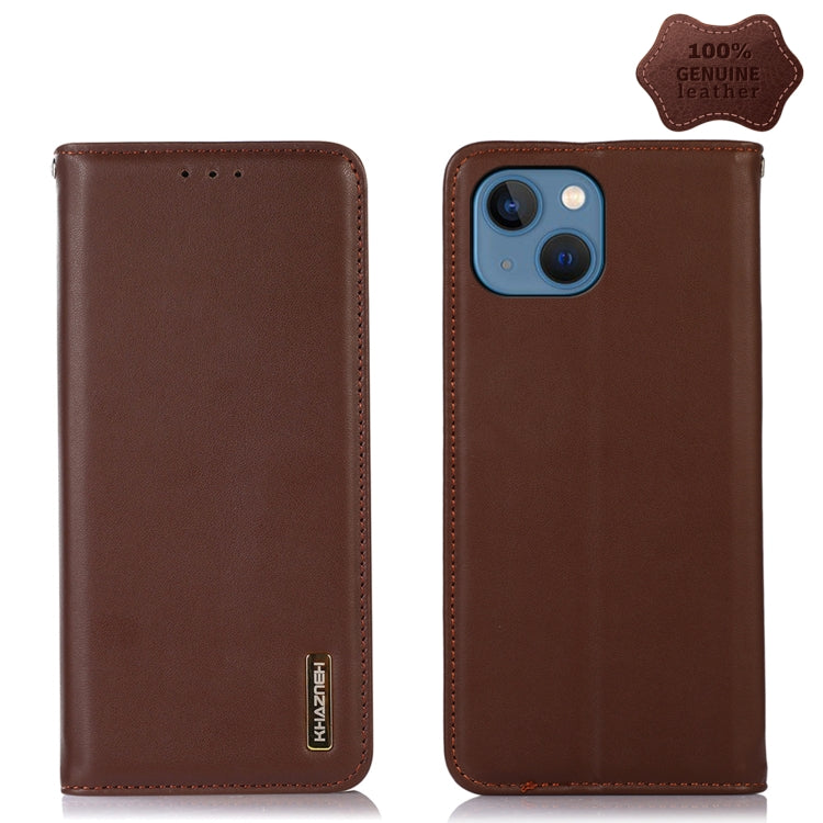 For iPhone 13 KHAZNEH Nappa Top Layer Cowhide Leather Phone Case(Brown) - iPhone 13 Cases by buy2fix | Online Shopping UK | buy2fix