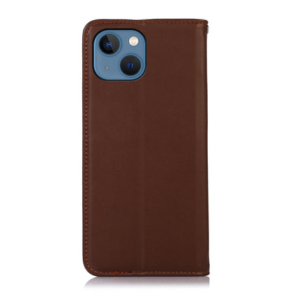 For iPhone 13 KHAZNEH Nappa Top Layer Cowhide Leather Phone Case(Brown) - iPhone 13 Cases by buy2fix | Online Shopping UK | buy2fix