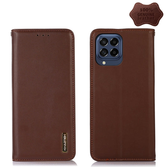 For Samsung Galaxy M53 5G KHAZNEH Nappa Top Layer Cowhide Leather Phone Case(Brown) - Galaxy Phone Cases by buy2fix | Online Shopping UK | buy2fix