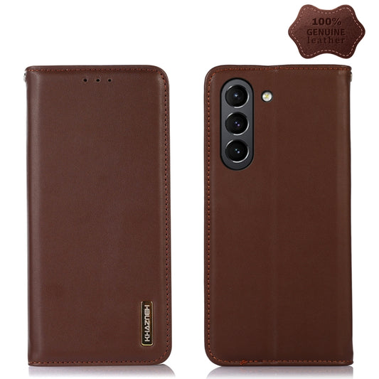 For Samsung Galaxy S21 FE 5G KHAZNEH Nappa Top Layer Cowhide Leather Phone Case(Brown) - Galaxy Phone Cases by buy2fix | Online Shopping UK | buy2fix