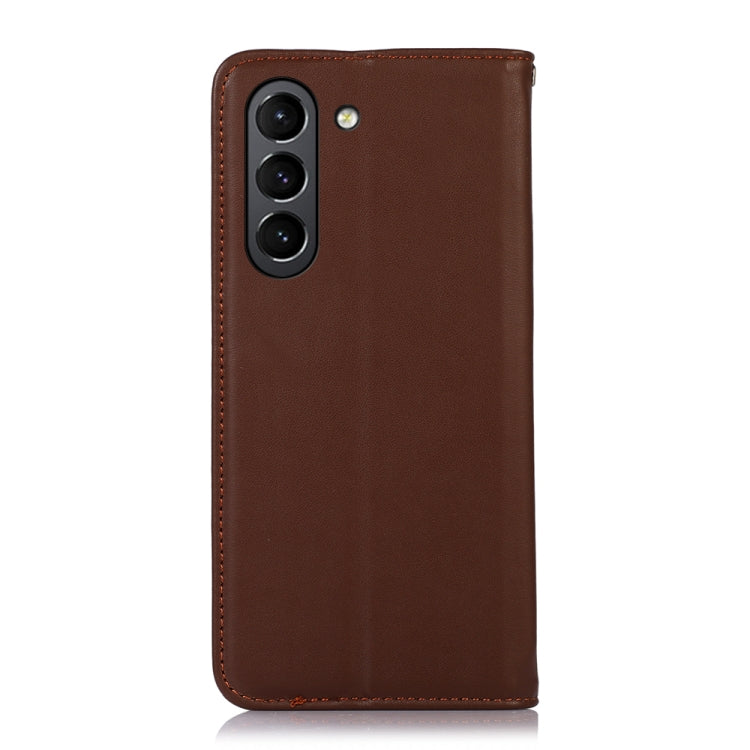 For Samsung Galaxy S21 FE 5G KHAZNEH Nappa Top Layer Cowhide Leather Phone Case(Brown) - Galaxy Phone Cases by buy2fix | Online Shopping UK | buy2fix