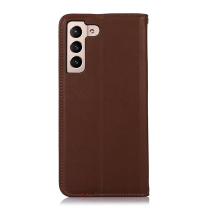 For Samsung Galaxy S22+ 5G KHAZNEH Nappa Top Layer Cowhide Leather Phone Case(Brown) - Galaxy S22+ 5G Cases by buy2fix | Online Shopping UK | buy2fix