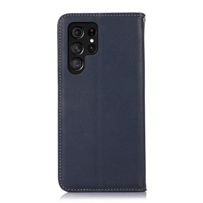 For Samsung Galaxy S22 Ultra 5G KHAZNEH Nappa Top Layer Cowhide Leather Phone Case(Blue) - Galaxy S22 Ultra 5G Cases by buy2fix | Online Shopping UK | buy2fix