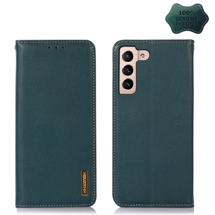 For Samsung Galaxy S22 5G KHAZNEH Nappa Top Layer Cowhide Leather Phone Case(Green) - Galaxy S22 5G Cases by buy2fix | Online Shopping UK | buy2fix
