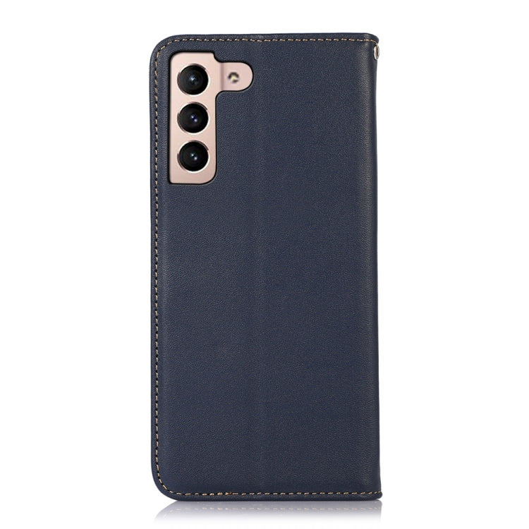 For Samsung Galaxy S22 5G KHAZNEH Nappa Top Layer Cowhide Leather Phone Case(Blue) - Galaxy S22 5G Cases by buy2fix | Online Shopping UK | buy2fix