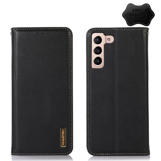 For Samsung Galaxy S22 5G KHAZNEH Nappa Top Layer Cowhide Leather Phone Case(Black) - Galaxy S22 5G Cases by buy2fix | Online Shopping UK | buy2fix