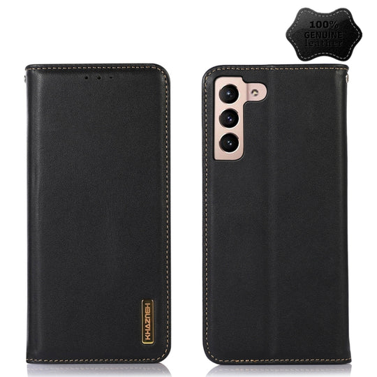 For Samsung Galaxy S22 5G KHAZNEH Nappa Top Layer Cowhide Leather Phone Case(Black)