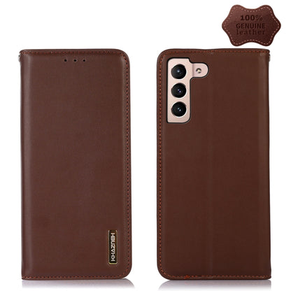 For Samsung Galaxy S22 5G KHAZNEH Nappa Top Layer Cowhide Leather Phone Case(Brown) - Galaxy S22 5G Cases by buy2fix | Online Shopping UK | buy2fix