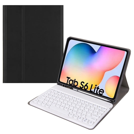 Round Cap Bluetooth Keyboard Leather Case with Pen Slot for Samsung Galaxy Tab S6 Lite, Specification:without Touchpad(Black+White Keyboard) - Samsung Keyboard by buy2fix | Online Shopping UK | buy2fix
