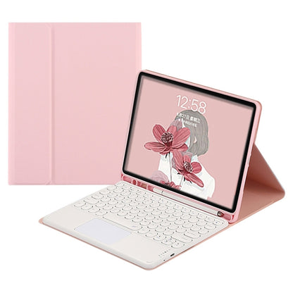 Round Cap Bluetooth Keyboard Leather Case with Pen Slot & Touchpad for Samsung Galaxy Tab S6 Lite(Pink+White Keyboard) - Samsung Keyboard by buy2fix | Online Shopping UK | buy2fix