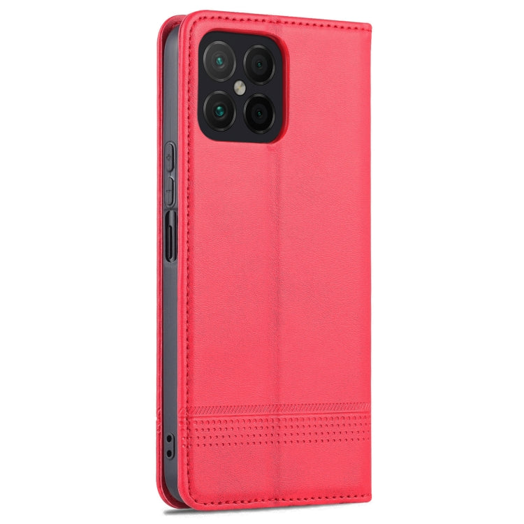 For Honor X8 / X30i AZNS Magnetic Calf Texture Flip Leather Phone Case(Red) - Honor Cases by AZNS | Online Shopping UK | buy2fix