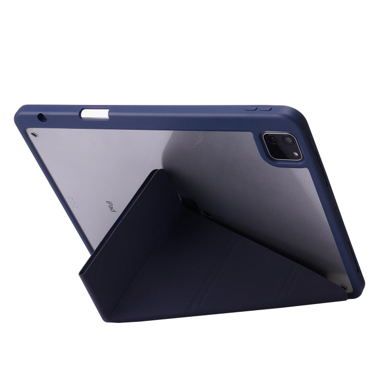 For iPad Air 13 2024 / iPad Pro 12.9 2022 / 2021 / 2020 / 2018 Deformation Transparent Acrylic Leather Tablet Case(Dark Blue) - iPad Pro 12.9 (2022/2021) Cases by buy2fix | Online Shopping UK | buy2fix