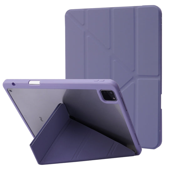 For iPad Air 13 2025 / 2024 / iPad Pro 12.9 2022 / 2021 / 2020 / 2018 Deformation Transparent Acrylic Leather Tablet Case(Lavender Grey)