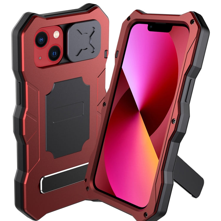 For iPhone 13 Metal + Silicone Sliding Camshield Holder Phone Case(Red) - iPhone 13 Cases by buy2fix | Online Shopping UK | buy2fix