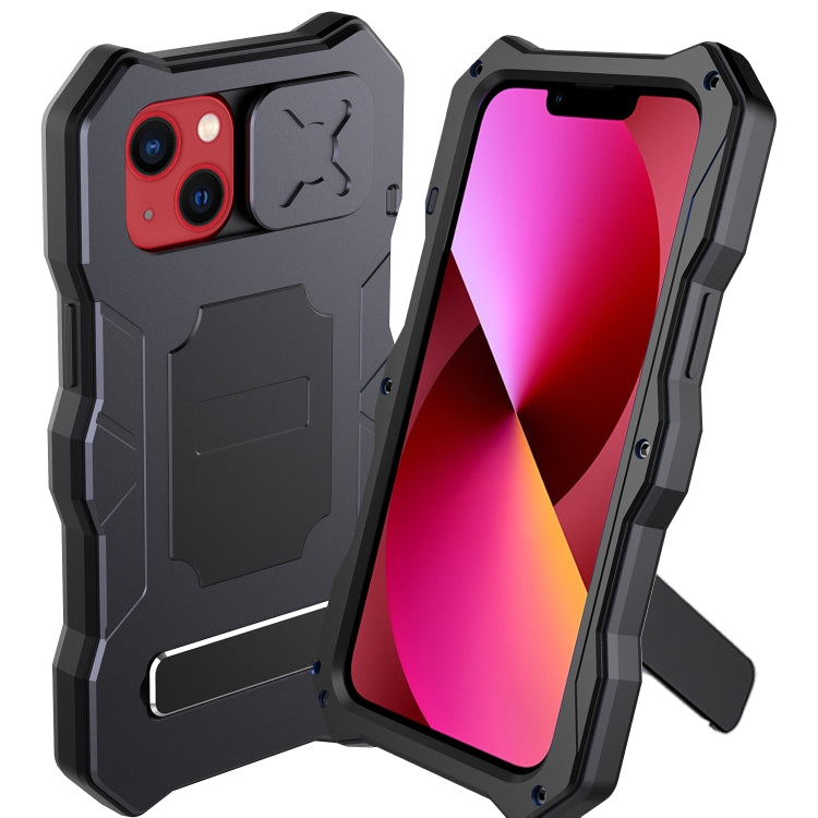 For iPhone 13 Metal + Silicone Sliding Camshield Holder Phone Case(Black) - iPhone 13 Cases by buy2fix | Online Shopping UK | buy2fix