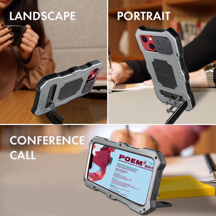 For iPhone 13 Metal + Silicone Sliding Camshield Holder Phone Case(Silver) - iPhone 13 Cases by buy2fix | Online Shopping UK | buy2fix