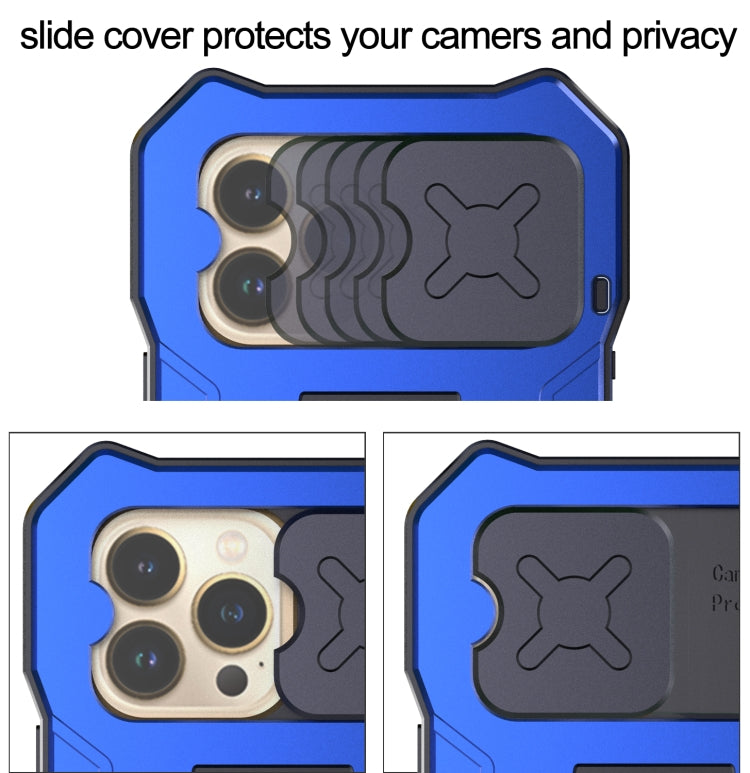 For iPhone 13 Pro Metal + Silicone Sliding Camshield Holder Phone Case (Blue) - iPhone 13 Pro Cases by buy2fix | Online Shopping UK | buy2fix
