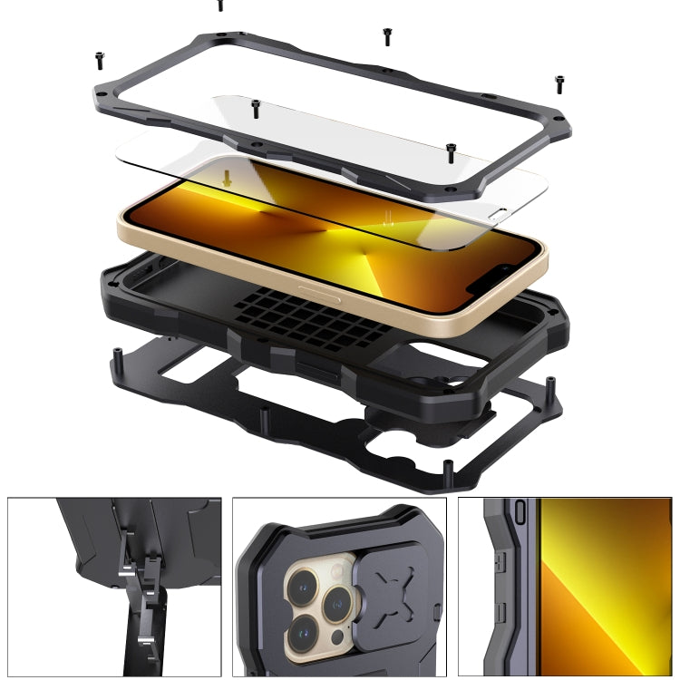 For iPhone 13 Pro Metal + Silicone Sliding Camshield Holder Phone Case (Black) - iPhone 13 Pro Cases by buy2fix | Online Shopping UK | buy2fix