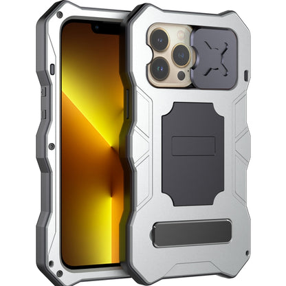 For iPhone 13 Pro Metal + Silicone Sliding Camshield Holder Phone Case (Silver) - iPhone 13 Pro Cases by buy2fix | Online Shopping UK | buy2fix