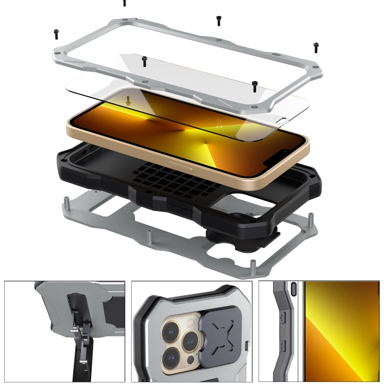 For iPhone 13 Pro Metal + Silicone Sliding Camshield Holder Phone Case (Silver) - iPhone 13 Pro Cases by buy2fix | Online Shopping UK | buy2fix
