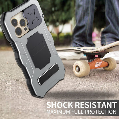 For iPhone 13 Pro Metal + Silicone Sliding Camshield Holder Phone Case (Silver) - iPhone 13 Pro Cases by buy2fix | Online Shopping UK | buy2fix