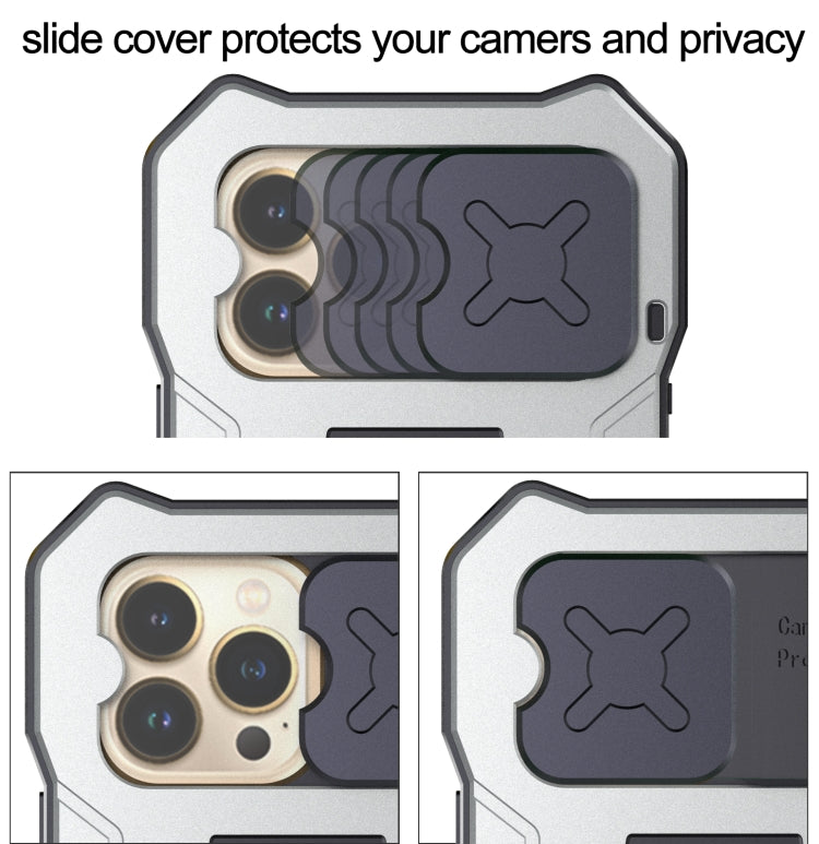 For iPhone 13 Pro Metal + Silicone Sliding Camshield Holder Phone Case (Silver) - iPhone 13 Pro Cases by buy2fix | Online Shopping UK | buy2fix