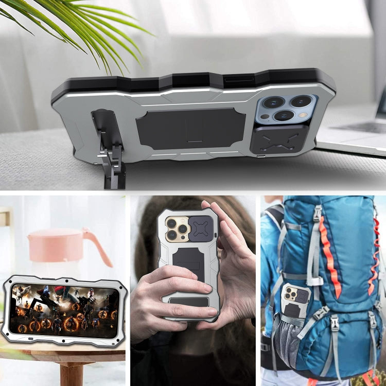 For iPhone 13 Pro Metal + Silicone Sliding Camshield Holder Phone Case (Silver) - iPhone 13 Pro Cases by buy2fix | Online Shopping UK | buy2fix