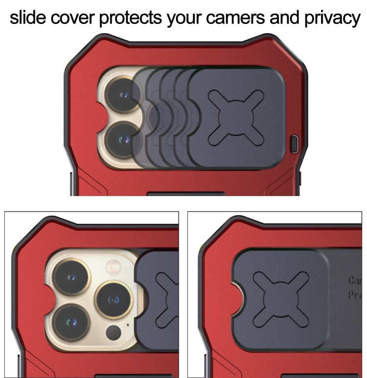 For iPhone 13 Pro Max Metal + Silicone Sliding Camshield Holder Phone Case (Red) - iPhone 13 Pro Max Cases by buy2fix | Online Shopping UK | buy2fix