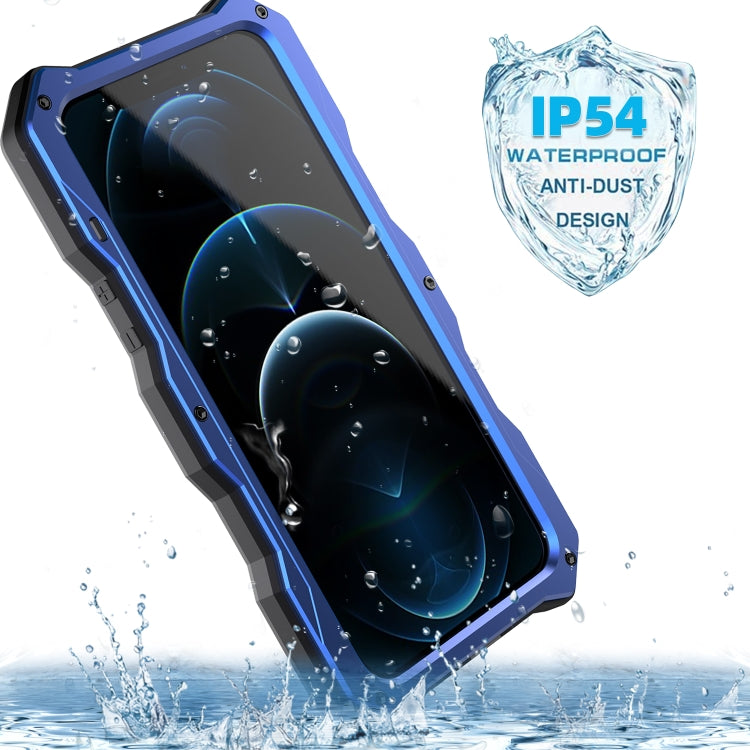 For iPhone 12 / 12 Pro Metal + Silicone Sliding Camshield Holder Phone Case(Blue) - iPhone 12 / 12 Pro Cases by buy2fix | Online Shopping UK | buy2fix