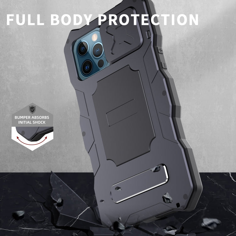 For iPhone 12 / 12 Pro Metal + Silicone Sliding Camshield Holder Phone Case(Black) - iPhone 12 / 12 Pro Cases by buy2fix | Online Shopping UK | buy2fix