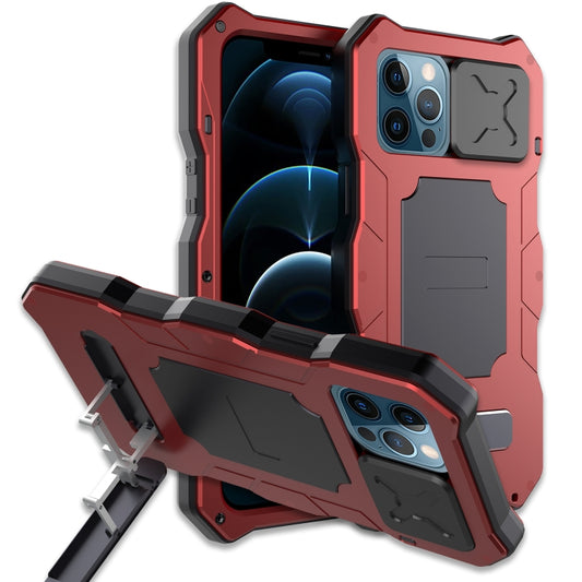 For iPhone 12 Pro Max Metal + Silicone Sliding Camshield Holder Phone Case(Red) - iPhone 12 Pro Max Cases by buy2fix | Online Shopping UK | buy2fix