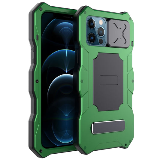 For iPhone 12 Pro Max Metal + Silicone Sliding Camshield Holder Phone Case(Silver) - iPhone 12 Pro Max Cases by buy2fix | Online Shopping UK | buy2fix
