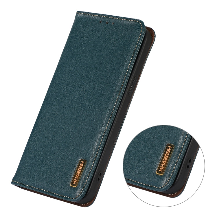 For Motorola Moto G52 4G KHAZNEH Nappa Top Layer Cowhide Leather Phone Case(Green) - Motorola Cases by buy2fix | Online Shopping UK | buy2fix