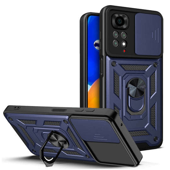 For Xiaomi Redmi Note 11S Sliding Camera Cover Design TPU+PC Protective Phone Case(Blue)
