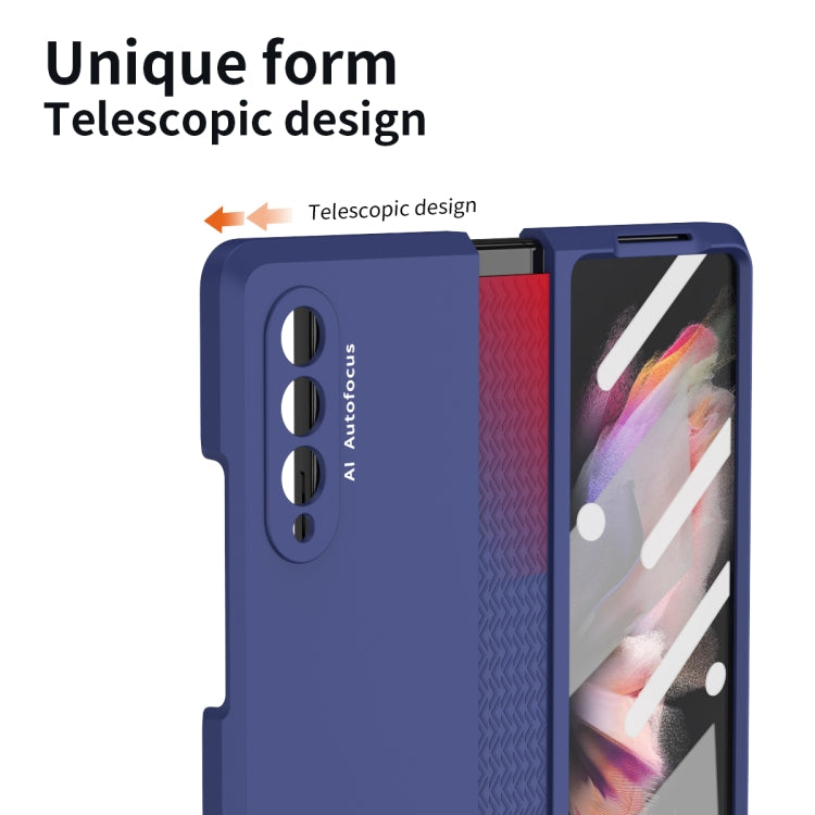 For Samsung Galaxy Z Fold3 5G 360 Full Body TPU Hinge Flip Phone Case(Blue) - Galaxy Phone Cases by buy2fix | Online Shopping UK | buy2fix