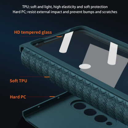 For Samsung Galaxy Z Fold3 5G 360 Full Body TPU Hinge Flip Phone Case(Blue) - Galaxy Phone Cases by buy2fix | Online Shopping UK | buy2fix