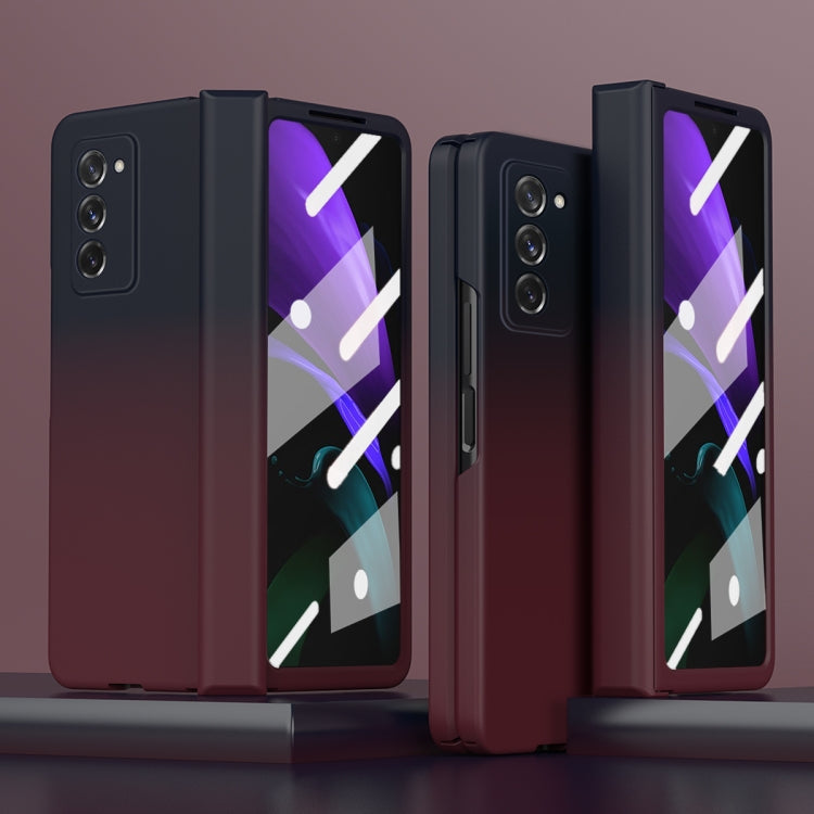 For Samsung Galaxy Z Fold2 5G Colorful Gradient Tempered Film Integrated Phone Case(Blue Red) - Galaxy Phone Cases by buy2fix | Online Shopping UK | buy2fix