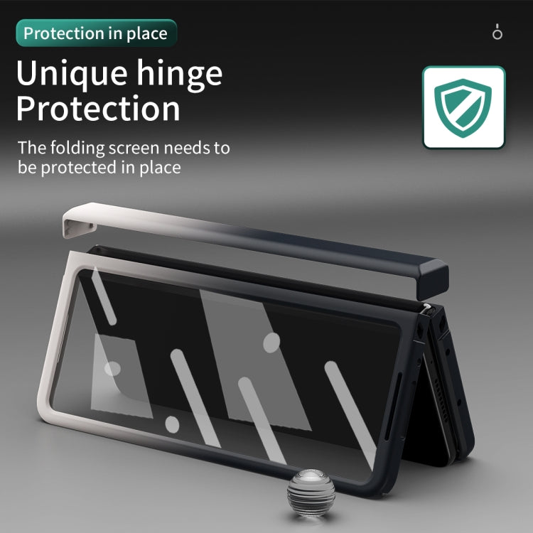 For Samsung Galaxy Z Fold3 5G Colorful Gradient Tempered Film Integrated Phone Case(Black White) - Galaxy Phone Cases by buy2fix | Online Shopping UK | buy2fix