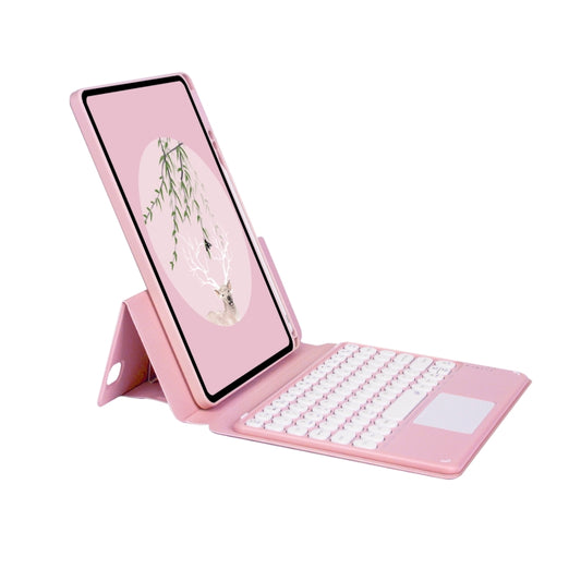 Bluetooth Keyboard Leather Case with Touchpad & Rotatable Bottom Case For iPad 10.2 2021 & 2020 & 2019 / Air 2019 / Pro 10.5 inch(Light Pink) by buy2fix