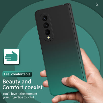 For Samsung Galaxy Z Fold3 5G Gradient Color Hinge Flip Phone Case With Film(Black Green) - Galaxy Phone Cases by buy2fix | Online Shopping UK | buy2fix