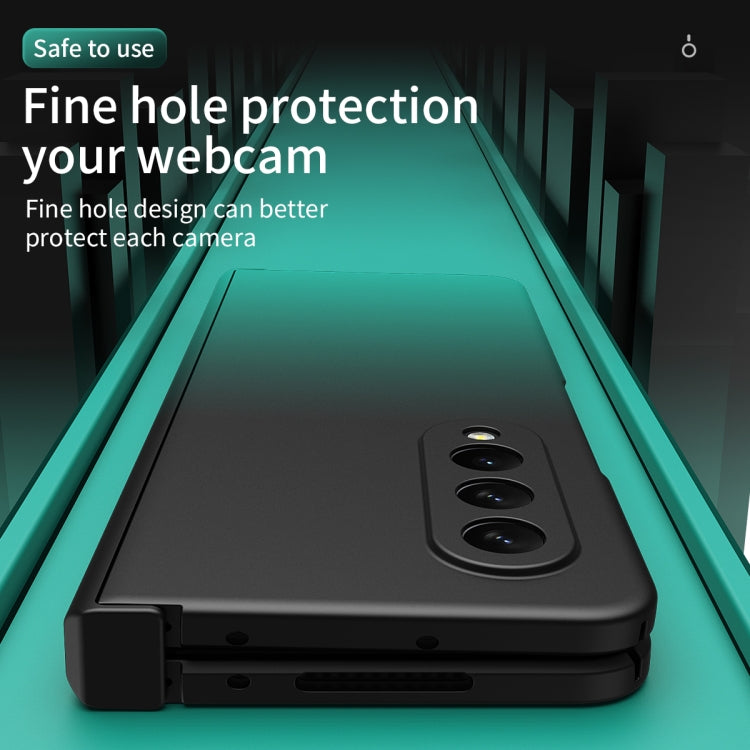 For Samsung Galaxy Z Fold3 5G Gradient Color Hinge Flip Phone Case With Film(Black Green) - Galaxy Phone Cases by buy2fix | Online Shopping UK | buy2fix